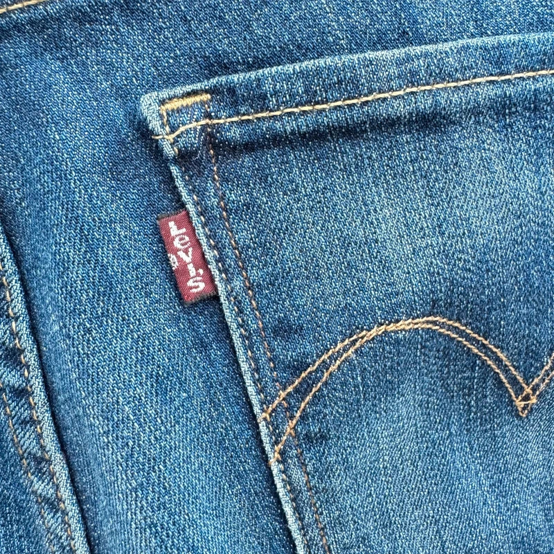 Levi's Demi Curve Bootcut Jeans W27 L32 UK 8 Dark Blue Stretch Denim Distressed - Image 6