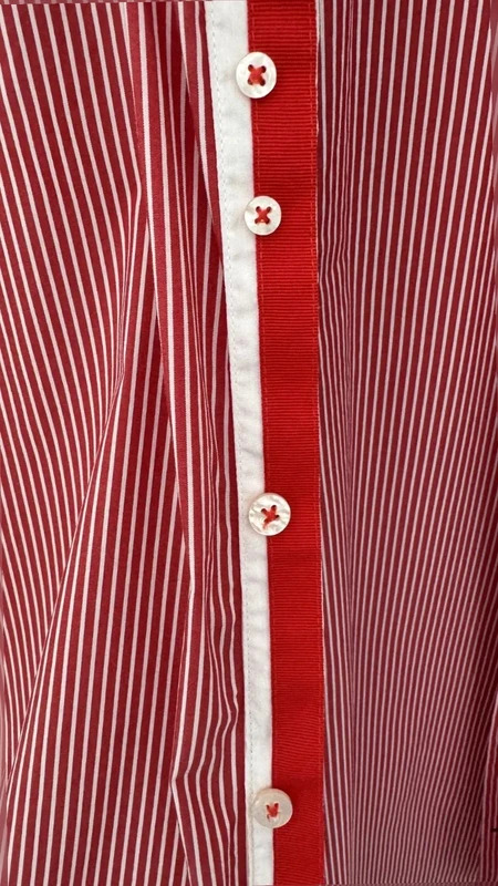 man@LA Made In Italy Red White Stripe Tailored Shirt Contrast Trim Size M - Image 2