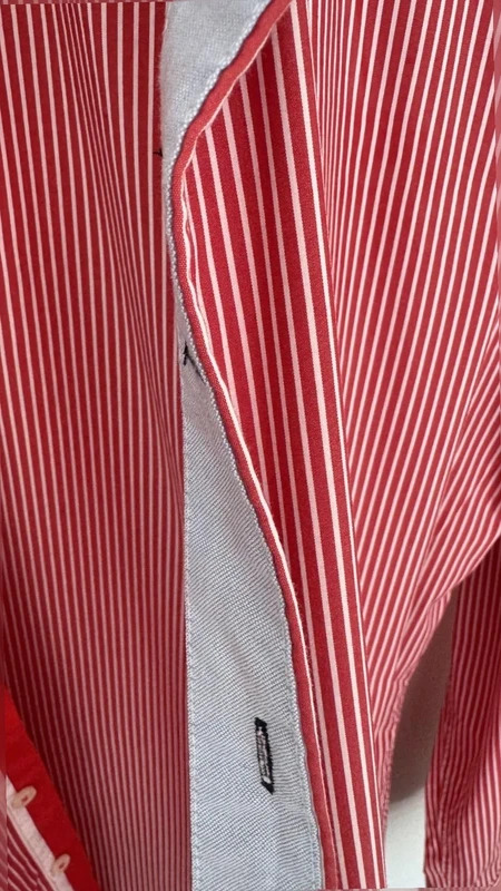 man@LA Made In Italy Red White Stripe Tailored Shirt Contrast Trim Size M - Image 3