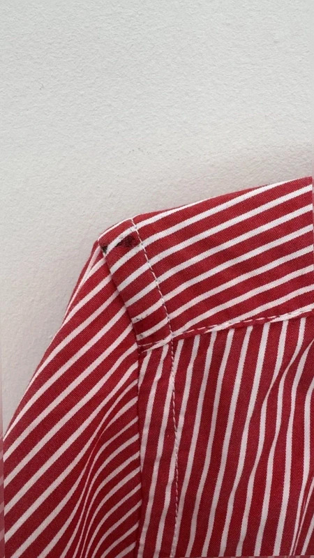 man@LA Made In Italy Red White Stripe Tailored Shirt Contrast Trim Size M - Image 5