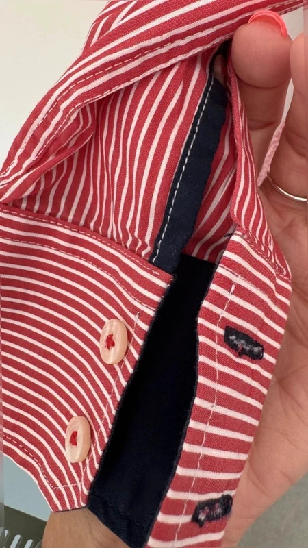 man@LA Made In Italy Red White Stripe Tailored Shirt Contrast Trim Size M - Image 7