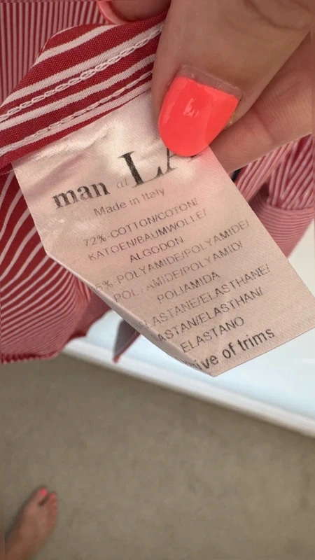 man@LA Made In Italy Red White Stripe Tailored Shirt Contrast Trim Size M - Image 9