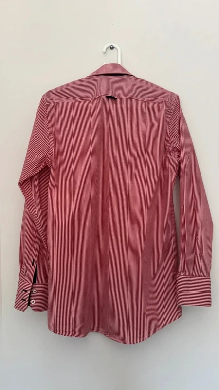 man@LA Made In Italy Red White Stripe Tailored Shirt Contrast Trim Size M - Image 12