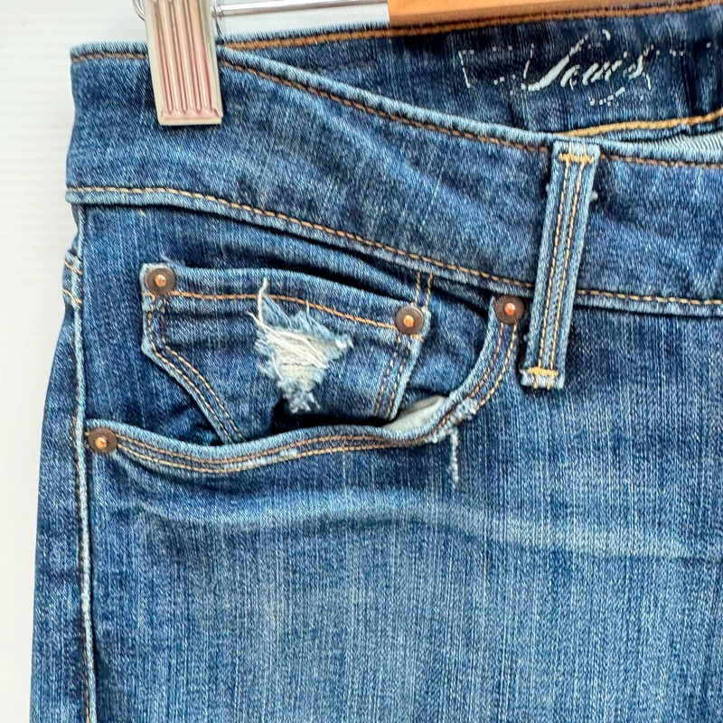 Levi's Demi Curve Bootcut Jeans W27 L32 UK 8 Dark Blue Stretch Denim Distressed - Image 8