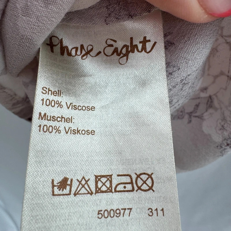 Phase Eight Oriental Print Blouse UK 16 Mauve Lantern Floral 3/4 Sleeve Button Front - Image 10