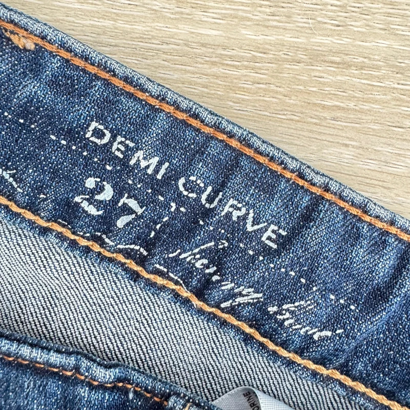 Levi's Demi Curve Bootcut Jeans W27 L32 UK 8 Dark Blue Stretch Denim Distressed - Image 9