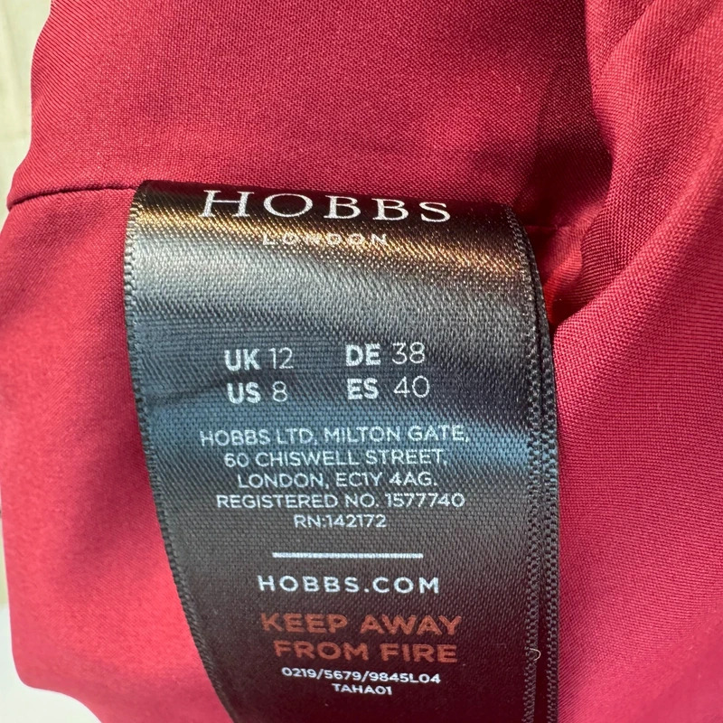 Hobbs London Burgundy Red Shift Dress UK 12 3/4 Sleeve Smart Work Occasion Midi - Image 5