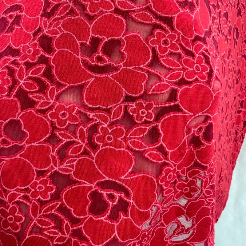 Topshop Red Floral Lace Sleeveless Top UK 14 Keyhole Back Lined Summer Blouse - Image 7