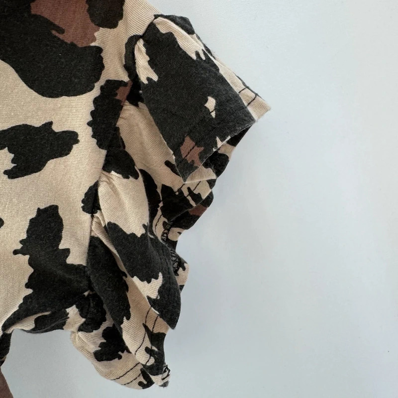 Somebody Else Made in UK Leopard Print Knee Length Dress S Ruffle Sleeve - Image 5
