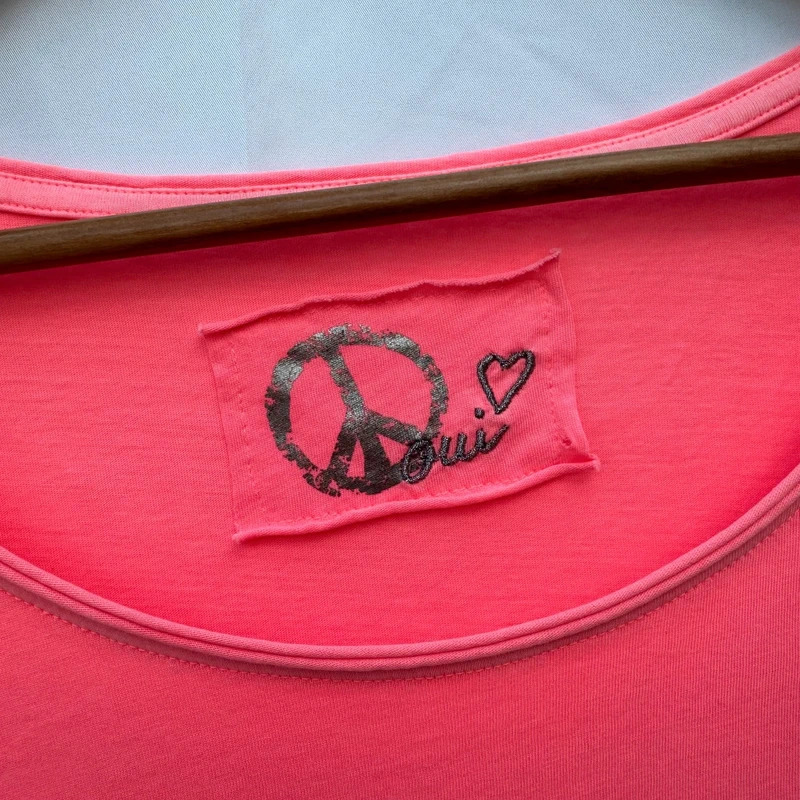 Oui Coral Peace Heart Embellished Tee UK 10 100% Cotton RRP £25 - Image 2
