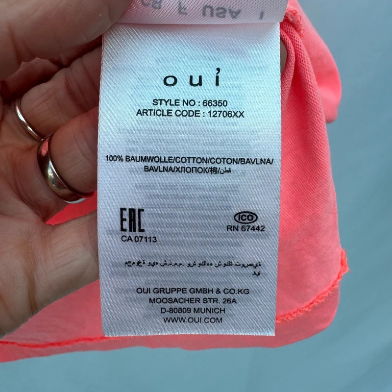 Oui Coral Peace Heart Embellished Tee UK 10 100% Cotton RRP £25 - Image 4