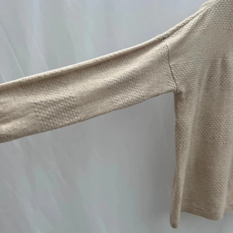 ONLY Beige Cream Textured Striped Knit Jumper Pullover Size L UK 14 16 - Image 4