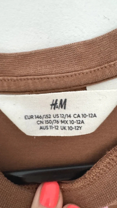 H&M Brown Crop T‑Shirt Age 10–12 – Pink Floral Slogan Print Retro 70s Style - Image 4