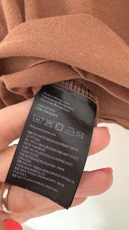 H&M Brown Crop T‑Shirt Age 10–12 – Pink Floral Slogan Print Retro 70s Style - Image 6