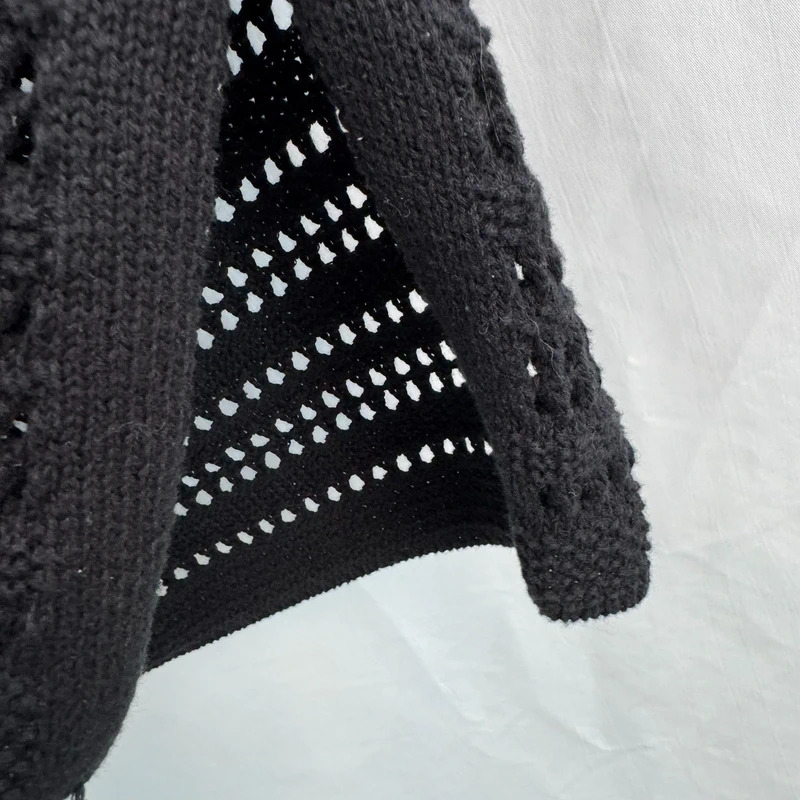 Andrea Jovine Black Crochet Knit Tunic | 3/4 Sleeve | 100% Cotton | Size S (UK 8–10) | BNWT - Image 5
