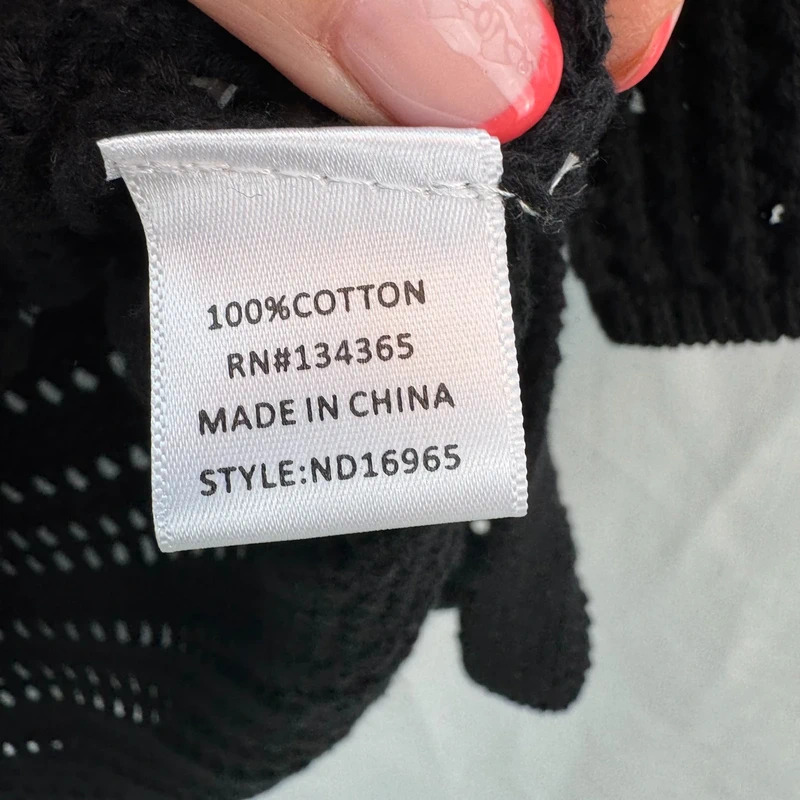 Andrea Jovine Black Crochet Knit Tunic | 3/4 Sleeve | 100% Cotton | Size S (UK 8–10) | BNWT - Image 6