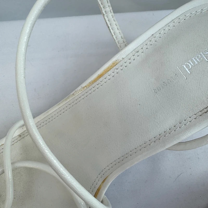 River Island White Strappy Block Heel Sandals Crystal Gem Toe Detail UK 7 / EU 40 - Image 8