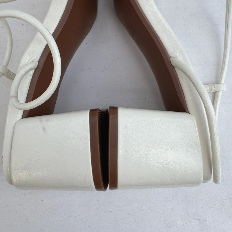 River Island White Strappy Block Heel Sandals Crystal Gem Toe Detail UK 7 / EU 40 - Image 11