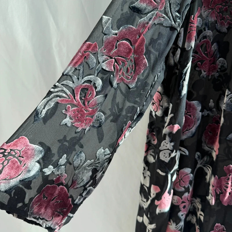 Vintage Fragile Silk Devore Floral Kimono Jacket M/L UK 12–16 - Image 3