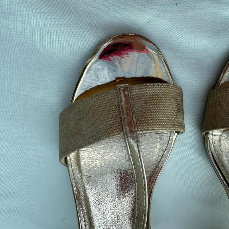 Xti Tentations Gold Metallic Block Heel Sandals UK 6 EU39 Wedding Occasion - Image 3