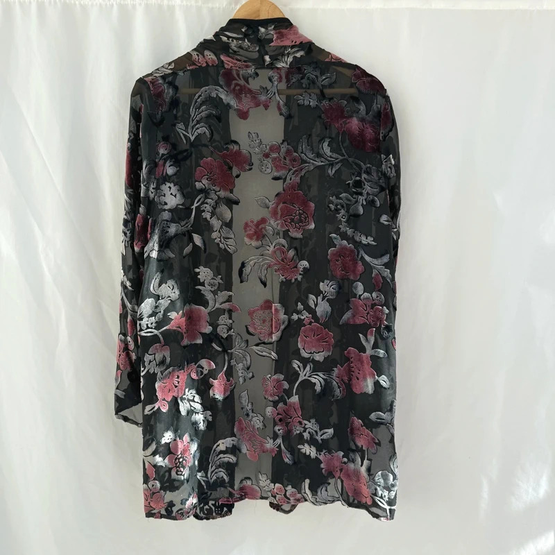 Vintage Fragile Silk Devore Floral Kimono Jacket M/L UK 12–16 - Image 10