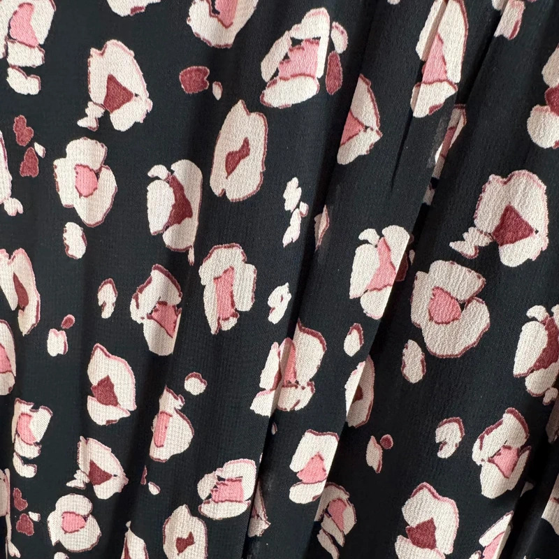 Next Size UK14 Black Abstract Floral Shirred Waist Long Sleeve Dress RRP £38 BNWT - Image 2