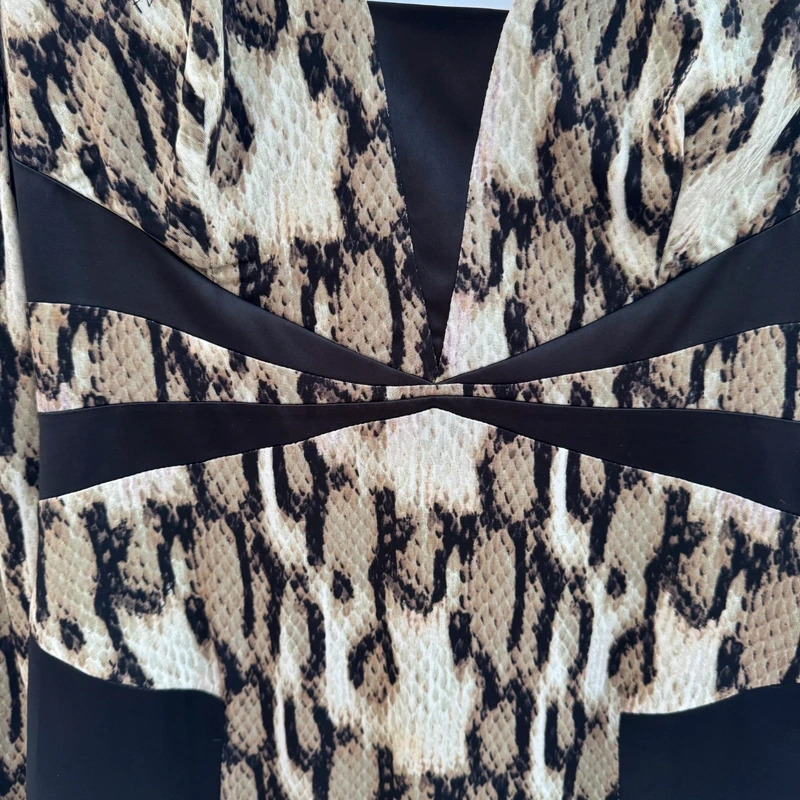 Just Cavalli Snake Print Bodycon Dress IT46 UK14 Cut-Out Back Hologram/CLG - Image 5