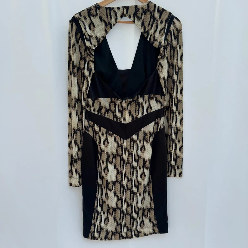 Just Cavalli Snake Print Bodycon Dress IT46 UK14 Cut-Out Back Hologram/CLG - Image 6