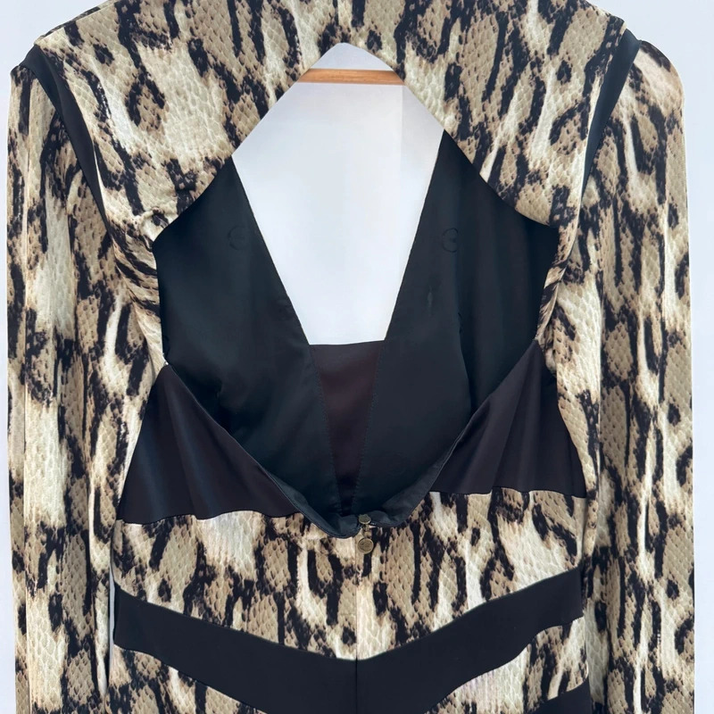 Just Cavalli Snake Print Bodycon Dress IT46 UK14 Cut-Out Back Hologram/CLG - Image 8