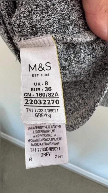 M&S Collection Grey Marl Ribbed Cold Shoulder Knit Top UK 8 Cut Out Sleeve - Image 6