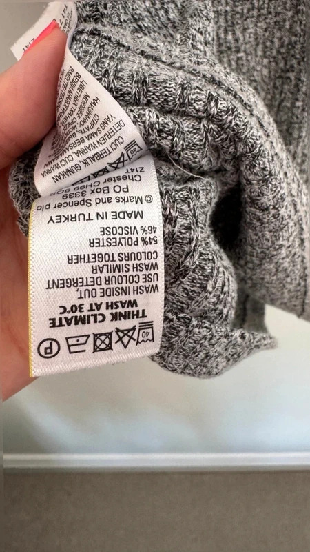M&S Collection Grey Marl Ribbed Cold Shoulder Knit Top UK 8 Cut Out Sleeve - Image 7