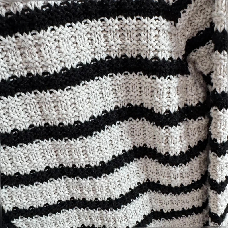 Next Black And Cream Striped Knit Cardigan Gold Buttons Pockets Size L UK 16 18 - Image 3