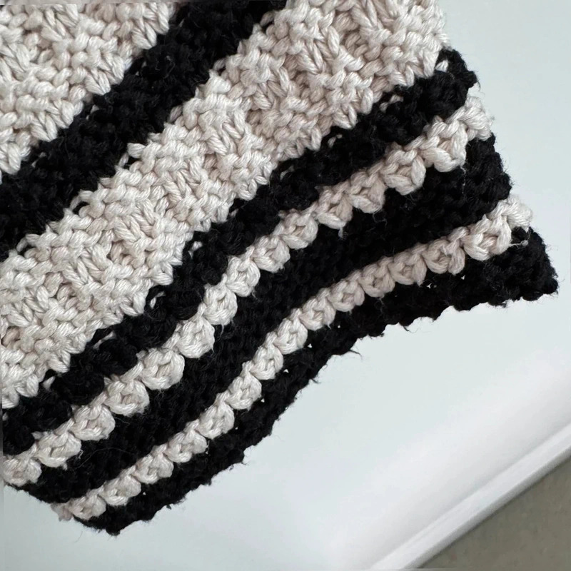 Next Black And Cream Striped Knit Cardigan Gold Buttons Pockets Size L UK 16 18 - Image 5