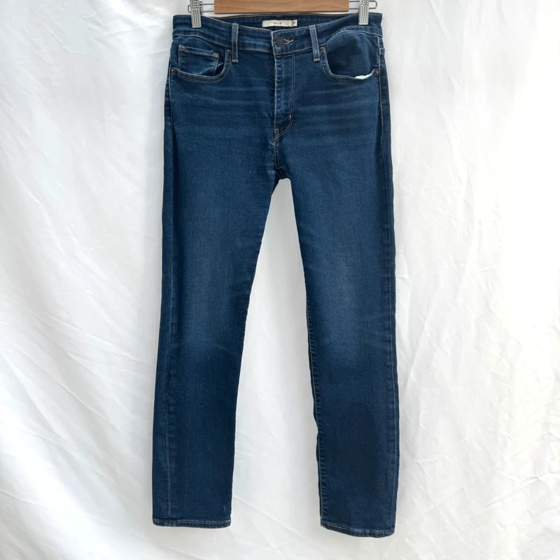 Levi's Premium 712 Slim Jeans Women's W30 UK 12 14 Dark Blue Mid Rise Stretch Denim
