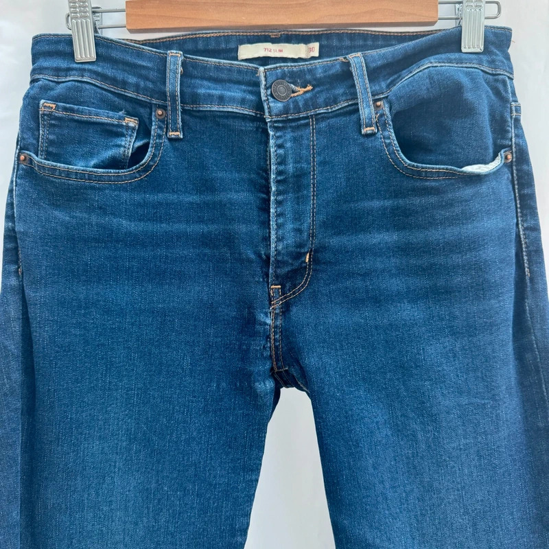 Levi's Premium 712 Slim Jeans Women's W30 UK 12 14 Dark Blue Mid Rise Stretch Denim - Image 2