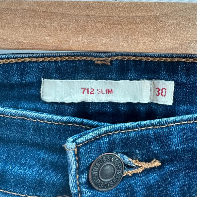 Levi's Premium 712 Slim Jeans Women's W30 UK 12 14 Dark Blue Mid Rise Stretch Denim - Image 3