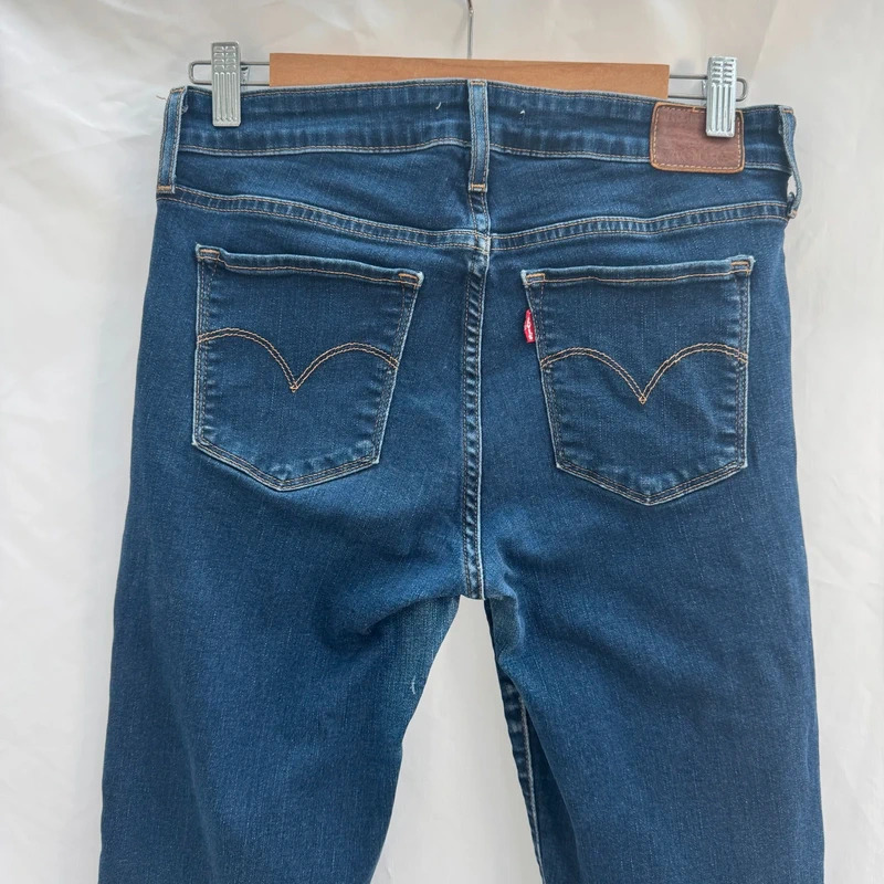 Levi's Premium 712 Slim Jeans Women's W30 UK 12 14 Dark Blue Mid Rise Stretch Denim - Image 4