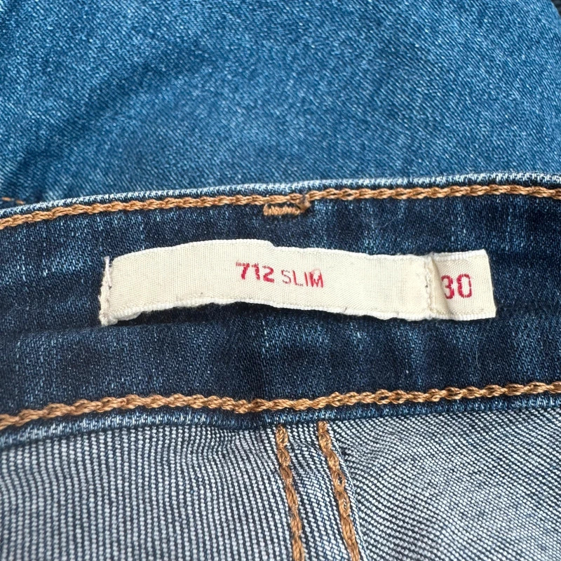 Levi's Premium 712 Slim Jeans Women's W30 UK 12 14 Dark Blue Mid Rise Stretch Denim - Image 7