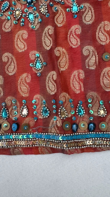 Rust Orange Gold Paisley Embellished Kurta Top UK 6–8 Bead Sequin Ethnic Occasion Wear - Image 7