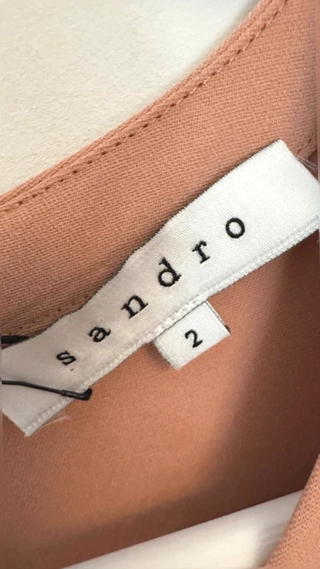 Sandro Paris Terracotta Peplum Dress UK 10 Ruffle Cap Sleeve Gold Zip Smart Occasion Size 2 - Image 7