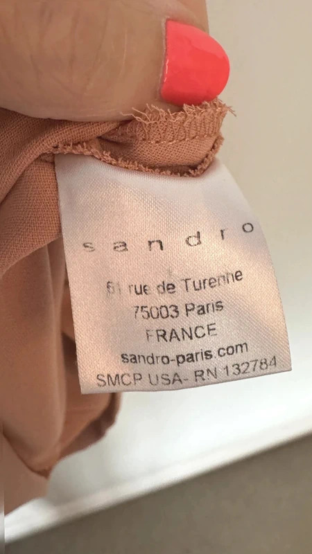 Sandro Paris Terracotta Peplum Dress UK 10 Ruffle Cap Sleeve Gold Zip Smart Occasion Size 2 - Image 8
