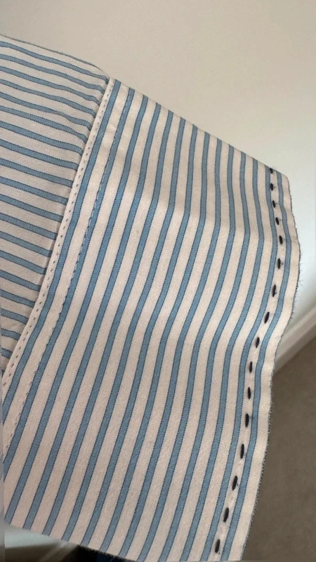 Next Men's L 46" Blue White Stripe Shirt Contrast Collar Stitch Detail Long Sleeve - Image 6