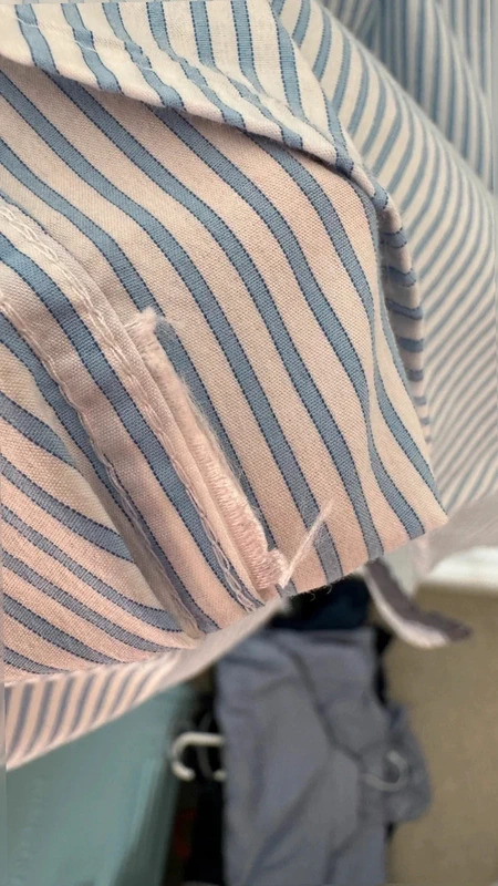 Next Men's L 46" Blue White Stripe Shirt Contrast Collar Stitch Detail Long Sleeve - Image 10