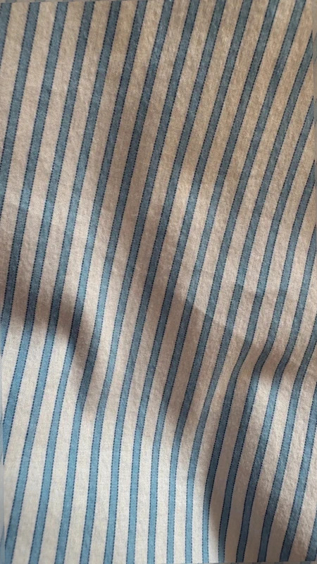 Next Men's L 46" Blue White Stripe Shirt Contrast Collar Stitch Detail Long Sleeve - Image 11