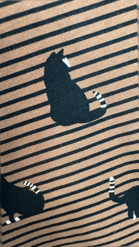 Next Top UK12 Cat Print Striped Black Camel Polka Dot Layered Hem Short Sleeve - Image 3