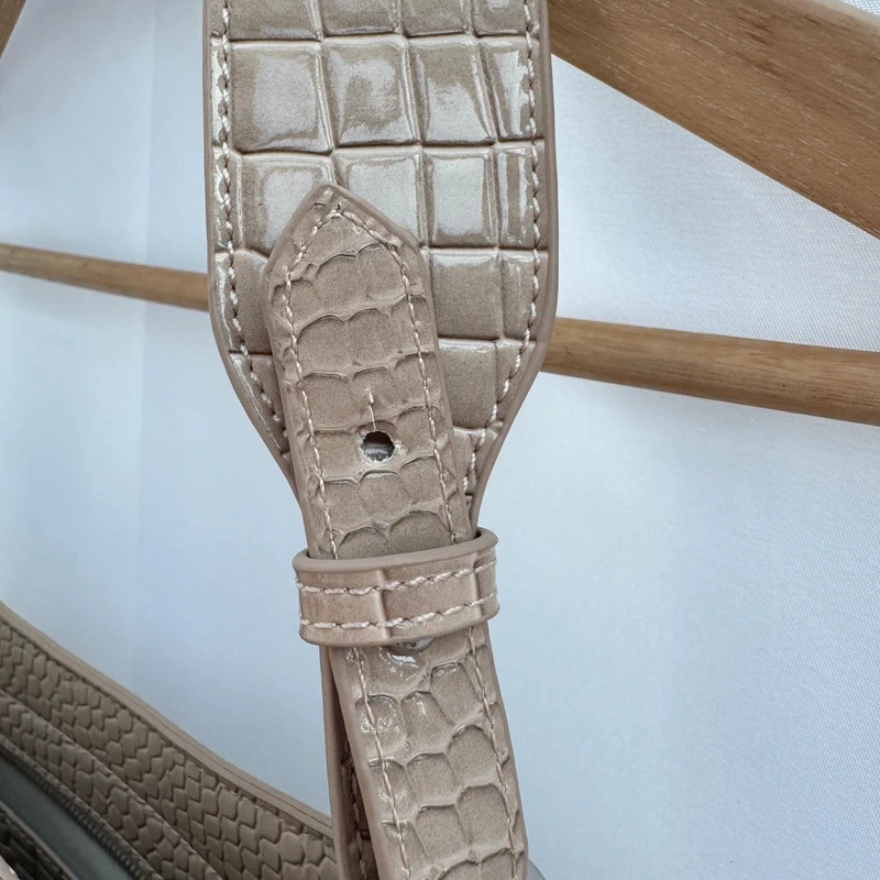 HVISK Beige Croc-Embossed Shoulder Bag Detachable Strap Vegan Leather Multiway Bag - Image 5