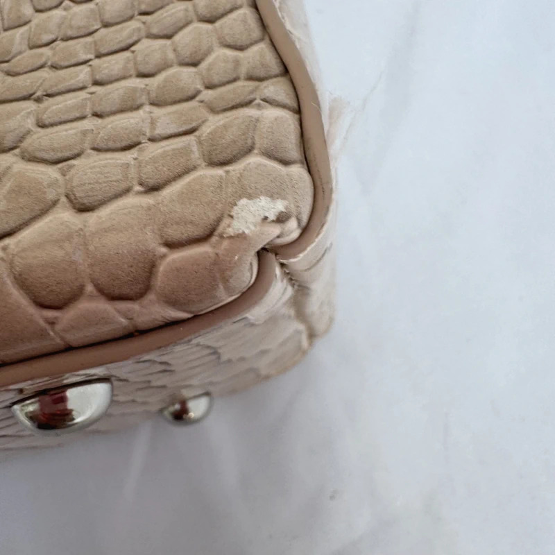 HVISK Beige Croc-Embossed Shoulder Bag Detachable Strap Vegan Leather Multiway Bag - Image 7