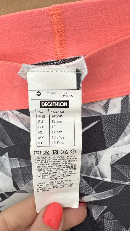 Domyos Girls Gym Set Age 12 Black Grey Sports Leggings & Vest Workout PE - Image 12