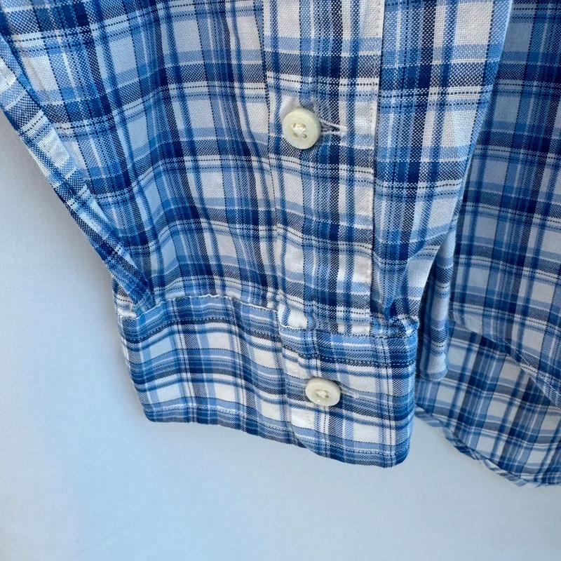 Ralph Lauren M Blue White Check Shirt 100% Cotton Button-Down Collar Embroidered Pony - Image 4