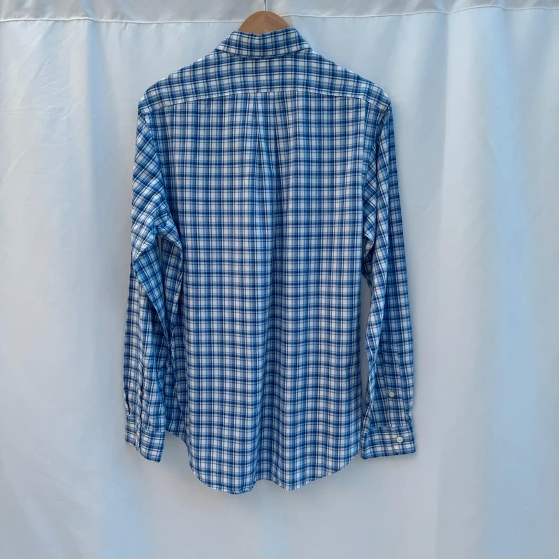 Ralph Lauren M Blue White Check Shirt 100% Cotton Button-Down Collar Embroidered Pony - Image 5